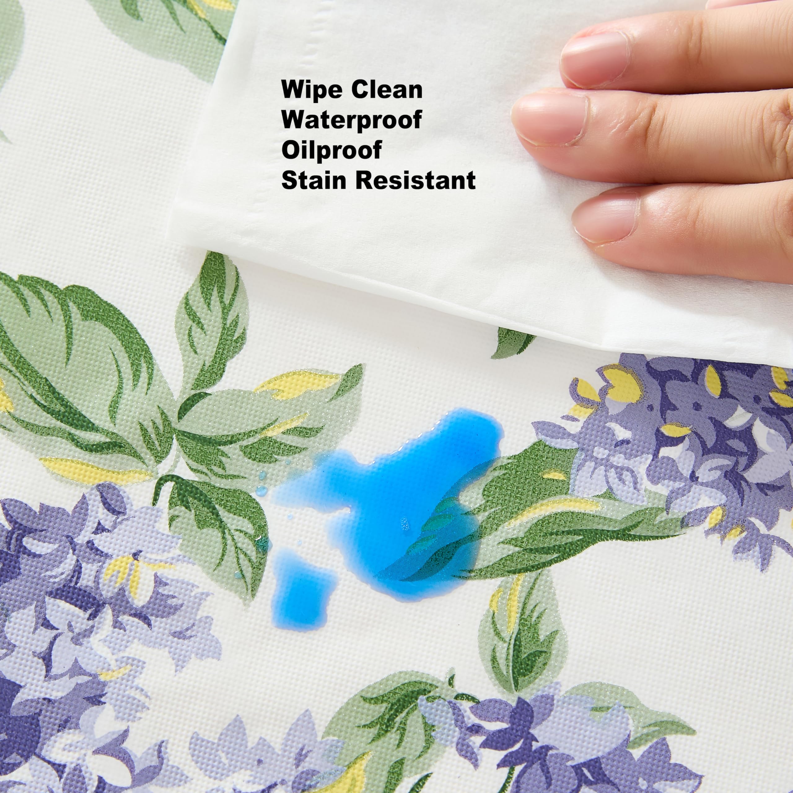 Lintex Lilac Fields Heavy Duty Vinyl Flannel Backed Tablecloth, 60 x 84 inch Rectangle, Purple Lilac Floral Indoor Outdoor Wipe Clean Table Cover for Picnic, Kitchen, Patio, Dining Room - Image 5