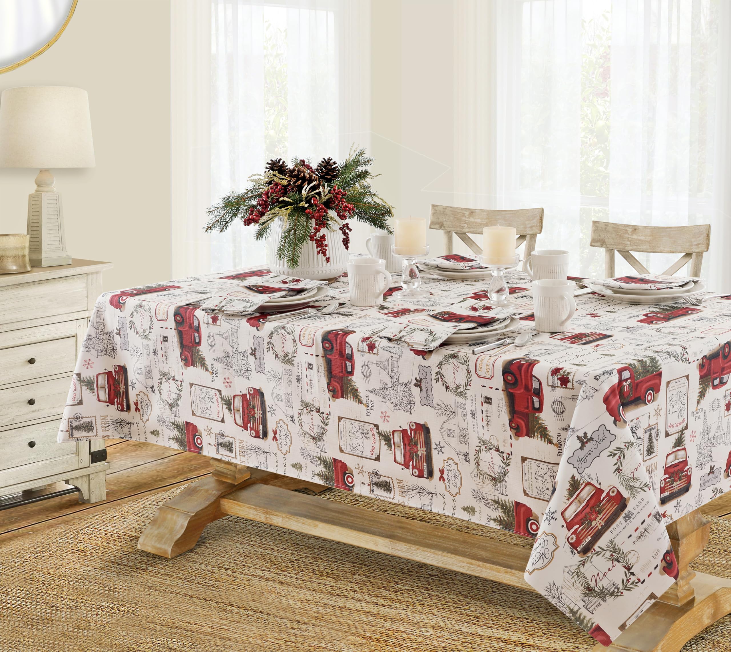 Newbridge Christmas Pine Hill Tree Farm Set of 8 Fabric Napkins, Nostalgic Retro Holiday Country Farm Truck No Iron and Stain Resistant Napkins for Party, Banquet and Buffet - Image 6