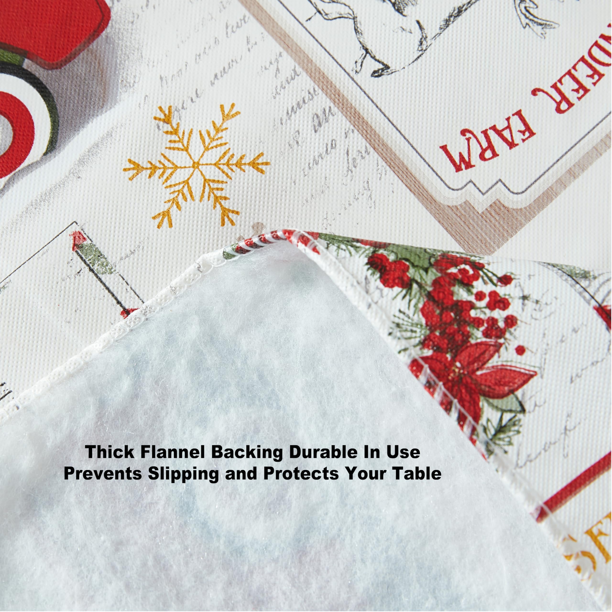 Newbridge Farm Fresh Christmas Tree Vinyl Tablecloth with Flannel Backing, Vintage Retro Holiday Print, Wipe Clean, 52 x 52 Inch Square - Image 7